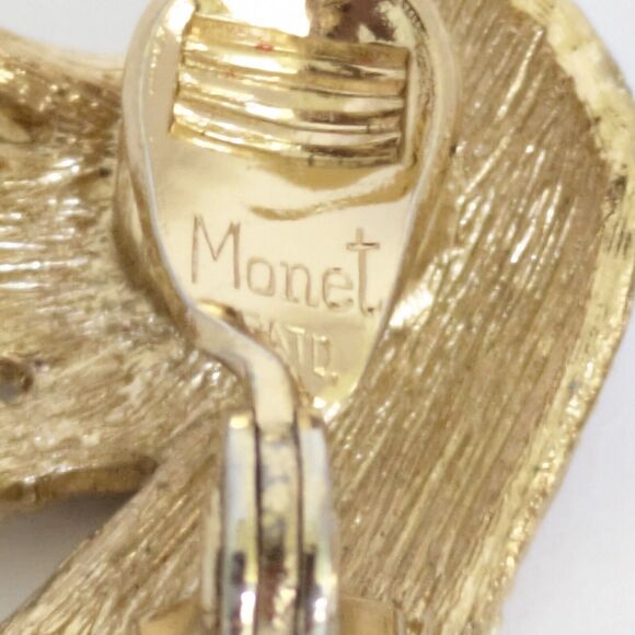 Vintage Monet Mirador Tassle Waterfall Rope Gold Tone Clip-on Earrings Signed - Picture 7 of 10